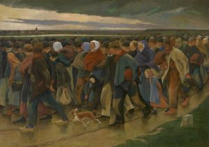Emigrants (partie centrale du triptyque) d' Eug. Laermans 1896