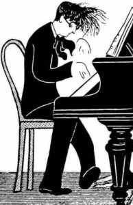 Caricature of Shostakovich by Irina Schmidt. 1944